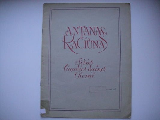 Vintage Sheet Music Score: A.Raciunas: Six Songs for Choir LITHUANIA Composer