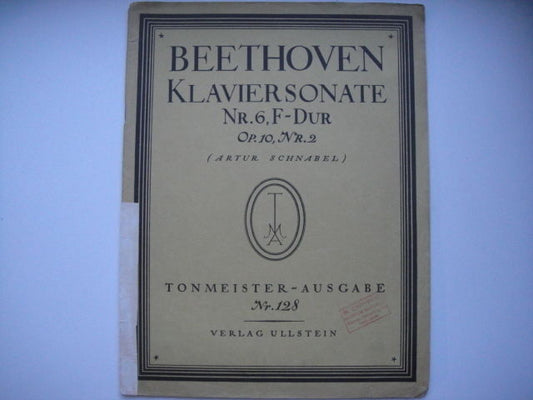 Vintage Sheet Music Score BEETHOVEN: Piano Sonate no.6 Tonmeister - Ausgabe 1942