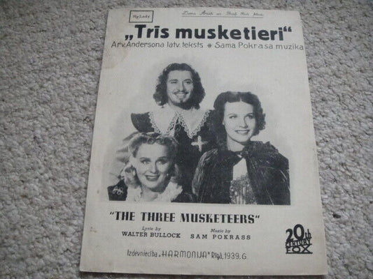 Vintage Sheet Music Score:My Lady/Tris Musketeers 20th Century Fox  RIGA Latvia