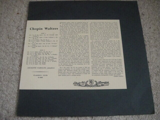 Giuseppe Parolini - piano,Chopin: Waltzes 1-15 LP