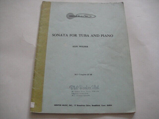 Vintage Sheet Music Score ALEC WILDER:Sonata for Tuba and Piano MENTOR Music M15